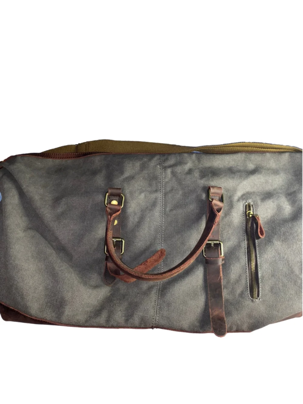 Men's S-ZONE Canvas & Leather Duffel Bag One Size Grey Brown